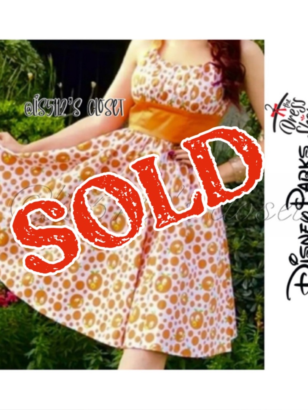 Disney Parks The Dress Shop Juicy Orange Bird Polka Dot Retro Dress & Bow XXL 2X
